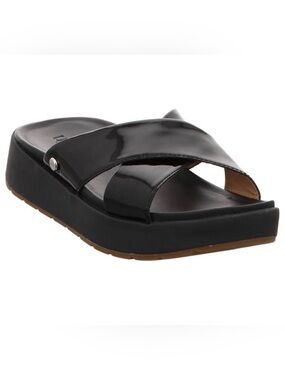 UGG Black Patent Crisscross Platform Sandal